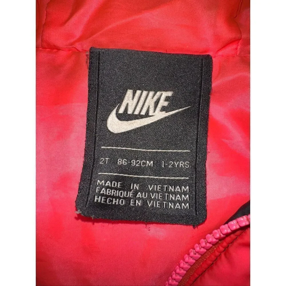 Nike Little Kid's Zip Front Racer Red/Black Hooded Puffer Jacket boys size 3T